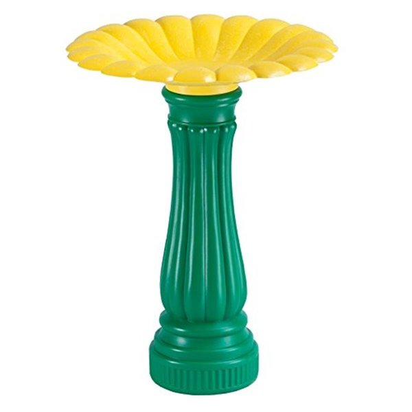 Gan Eden Daisy Bird Bath with Yellow Top Green Base GA2580787